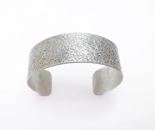 Hammered Bracelet Cuff Blank Base Antique Silver Plated Brass Adjustable Bracelet (25mm) G34618