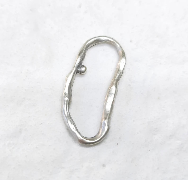 Hammered Oval Findings Antique Silver Plated (48x22mm) G34621