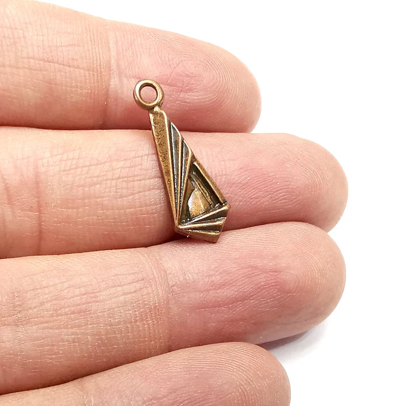 5 Tie Charms Antique Copper Plated Charms (25x9mm) G34736