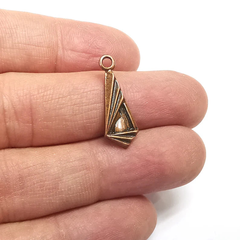 5 Tie Charms Antique Copper Plated Charms (25x9mm) G34736