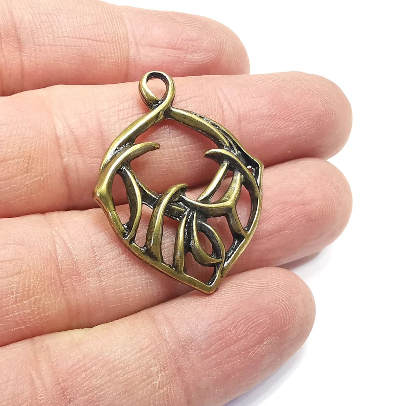 2 Thorn Charms, Antique Bronze Plated (36x29mm) G34740