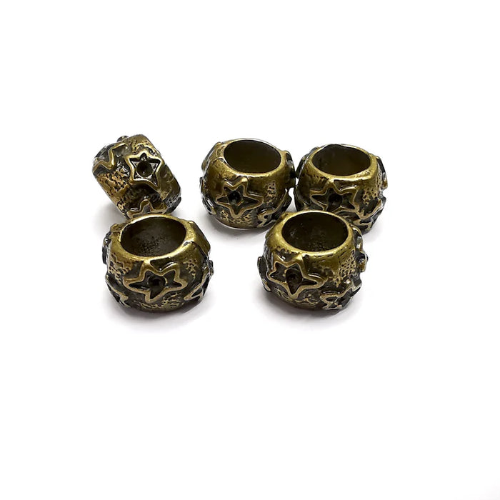4 Star Rondelle Beads Antique Bronze Plated Metal Beads (12mm) G34743