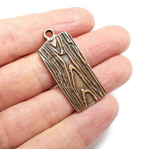 Wood Bark Textured Charms Antique Copper Plated Charms (43x18mm) G34745