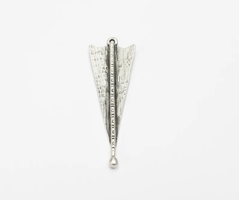 Triangle Silver Charms, Antique Silver Plated (57x19mm) G34636
