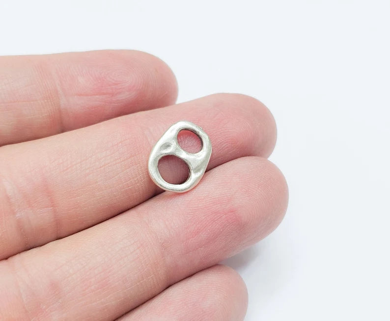 5 Two Hole Connector Antique Silver Plated Findings (14x11mm) G34639