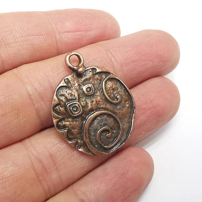 Disc Charms Antique Copper Plated Charms (32x26mm) G34643