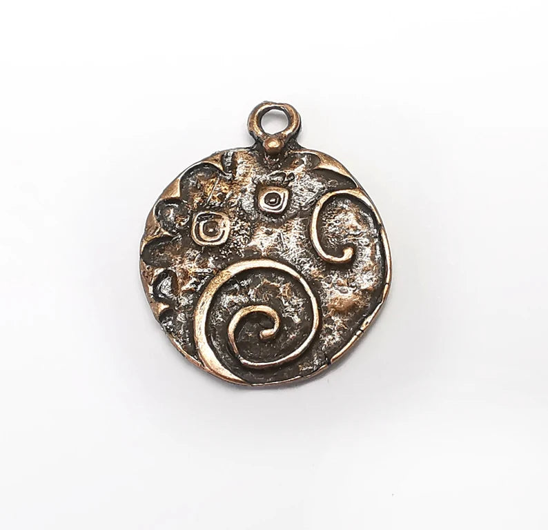 Disc Charms Antique Copper Plated Charms (32x26mm) G34643