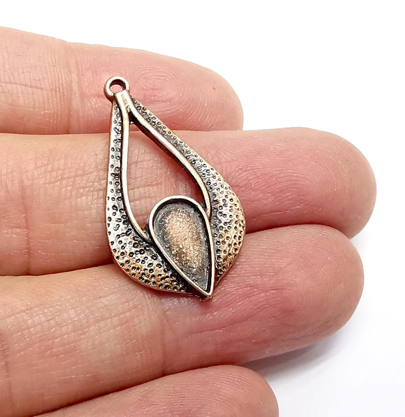 Drop Charm Blank Base Antique Copper Plated 32x18mm (12x6mm bezel) G34646