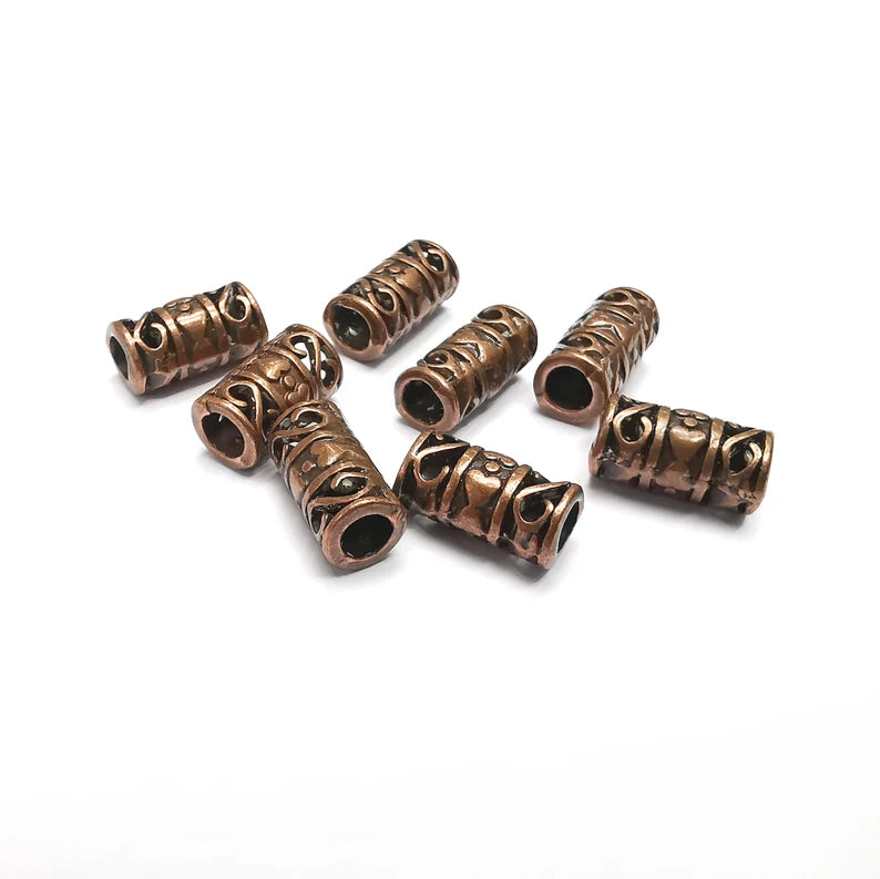 5 Cylinder Tube Beads Antique Copper Plated Metal Beads (12x6mm) G34752