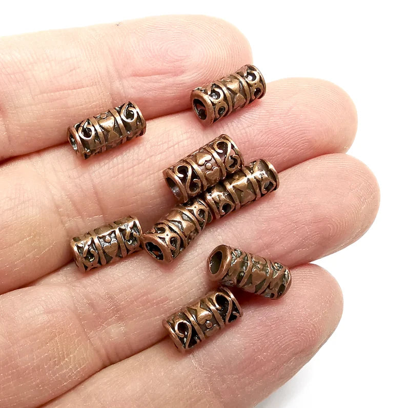 5 Cylinder Tube Beads Antique Copper Plated Metal Beads (12x6mm) G34752