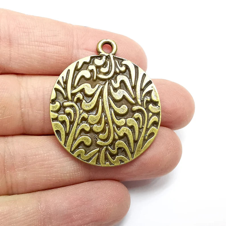 Branch Charms, Antique Bronze Plated Pendant (40x34mm) G34755