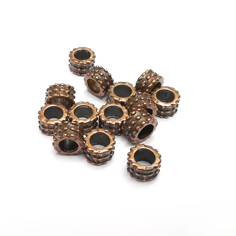5 Ribbed Beads Antique Copper Plated Metal Beads (8mm) G34760