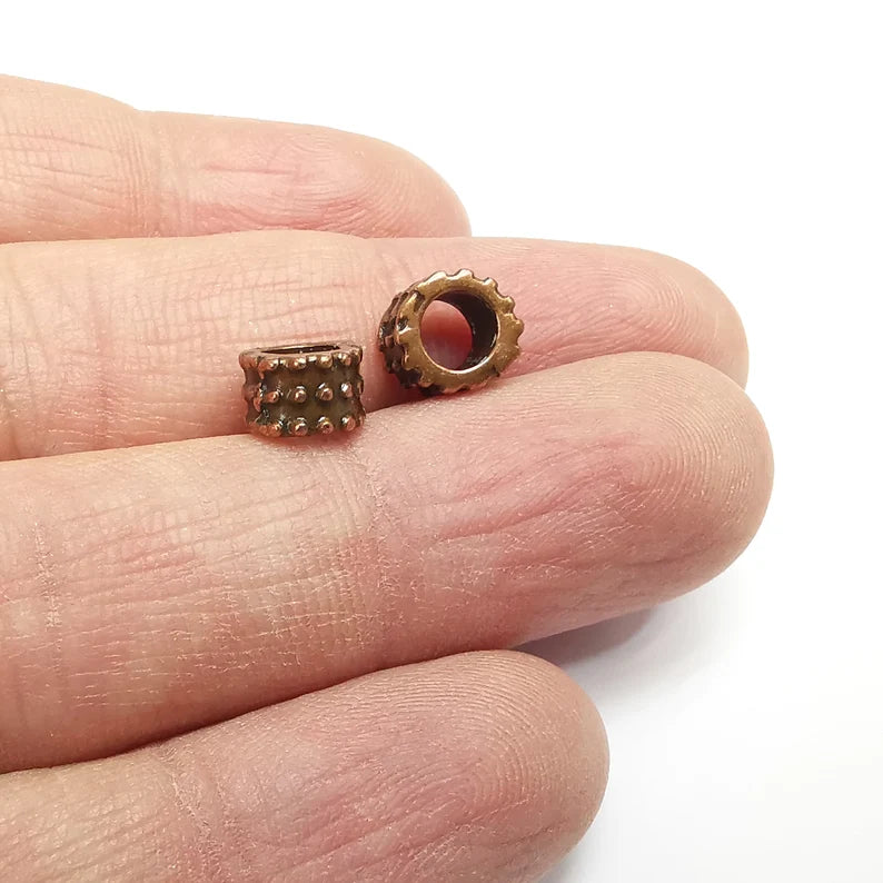 5 Ribbed Beads Antique Copper Plated Metal Beads (8mm) G34760