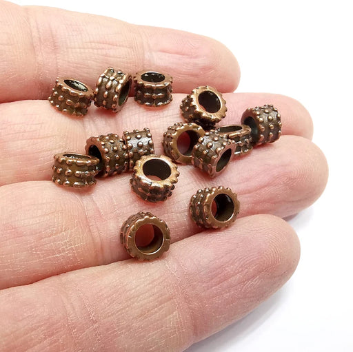 5 Ribbed Beads Antique Copper Plated Metal Beads (8mm) G34760