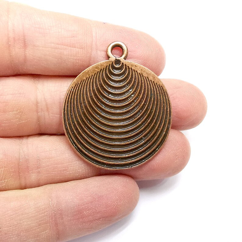 Antique Copper Round Charms, Antique Copper Plated ( G34763 )