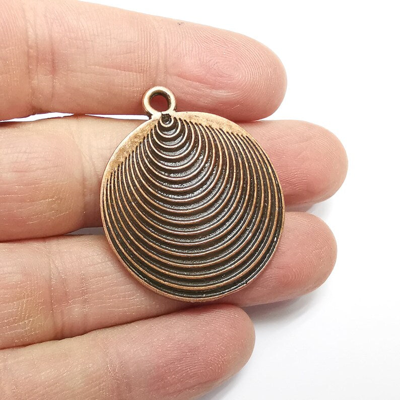 Antique Copper Round Charms, Antique Copper Plated ( G34763 )