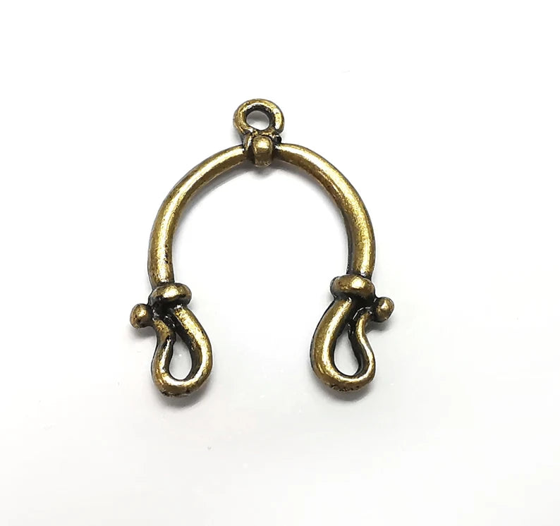 4 Antique Bronze Dangle Charms, Connector, Antique Bronze Plated (27x20mm) G34767