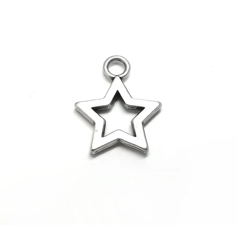 5 Star Charms Antique Silver Plated Charms (20x16mm) G34768