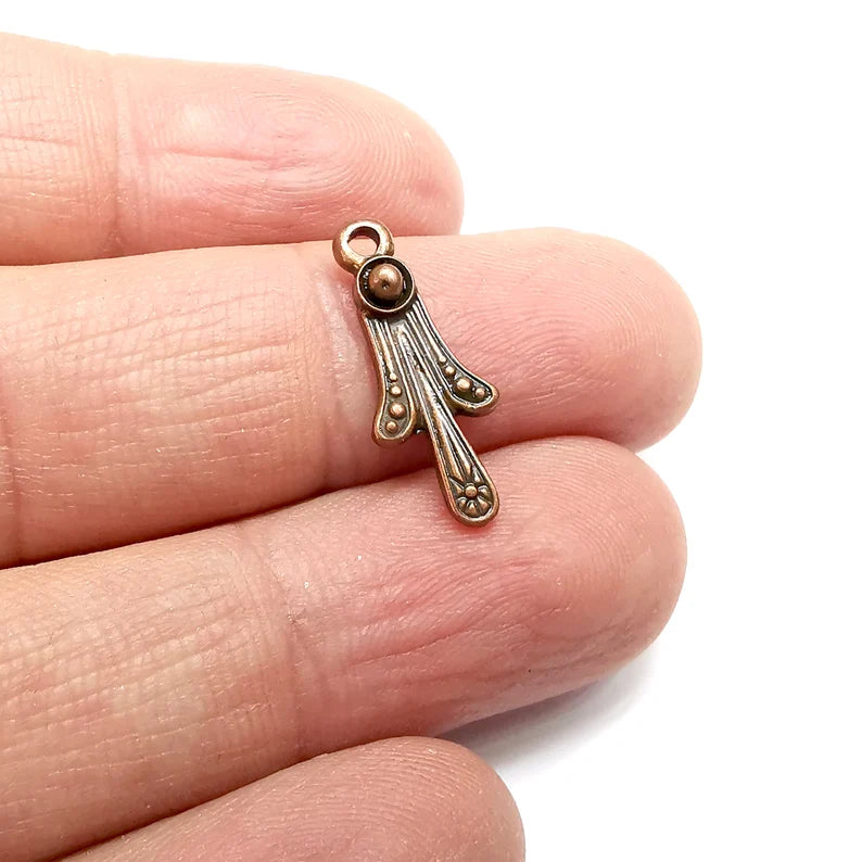 5 Antique Copper Dangle Charms Antique Copper Plated Charms (21x8mm) G34775