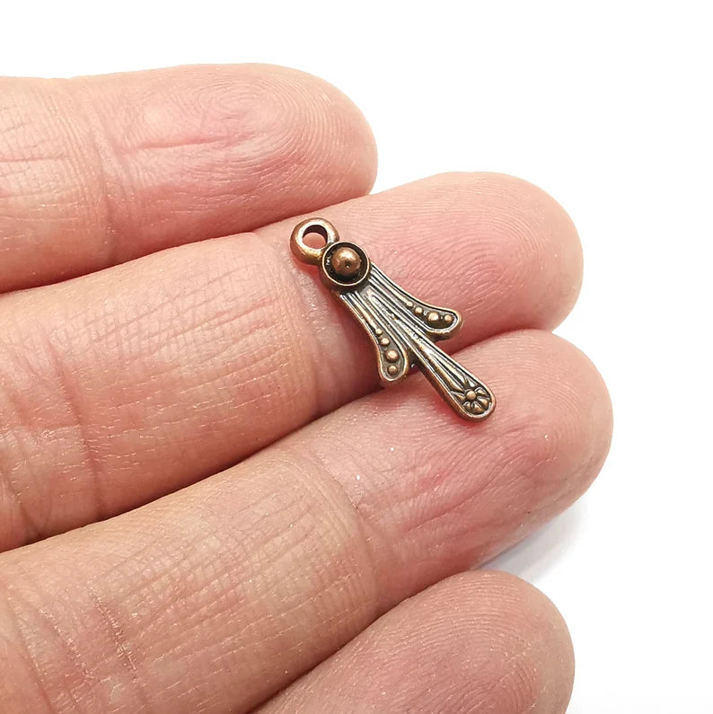 5 Antique Copper Dangle Charms Antique Copper Plated Charms (21x8mm) G34775