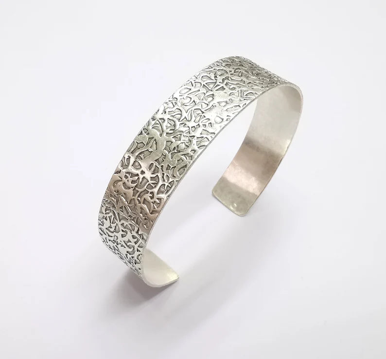 Bracelet Bezel Cuff Blank Mountings Bangle Base Setting Antique Silver Plated Brass Adjustable Bracelet (15mm) G34776