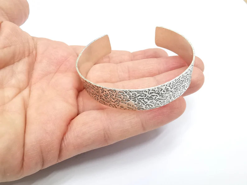 Bracelet Bezel Cuff Blank Mountings Bangle Base Setting Antique Silver Plated Brass Adjustable Bracelet (15mm) G34776