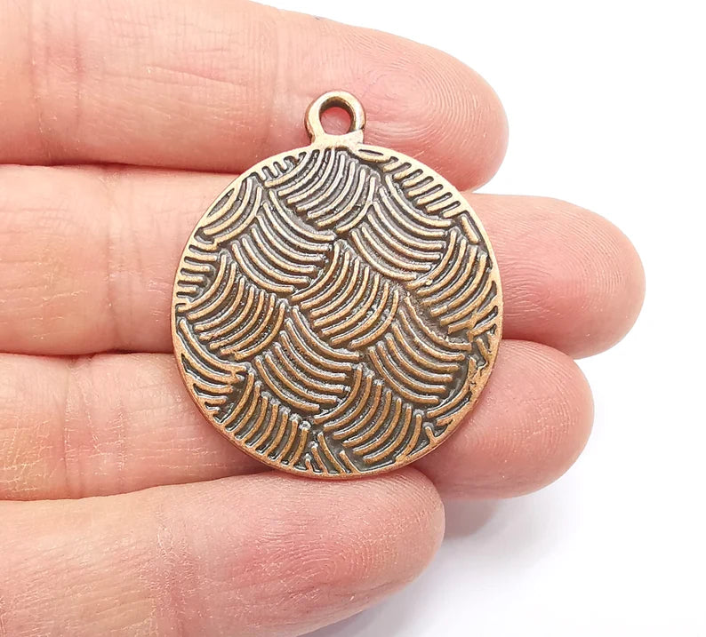 Copper Plated Mandala Charms, Antique Copper Plated Charms (39x33mm) G34783