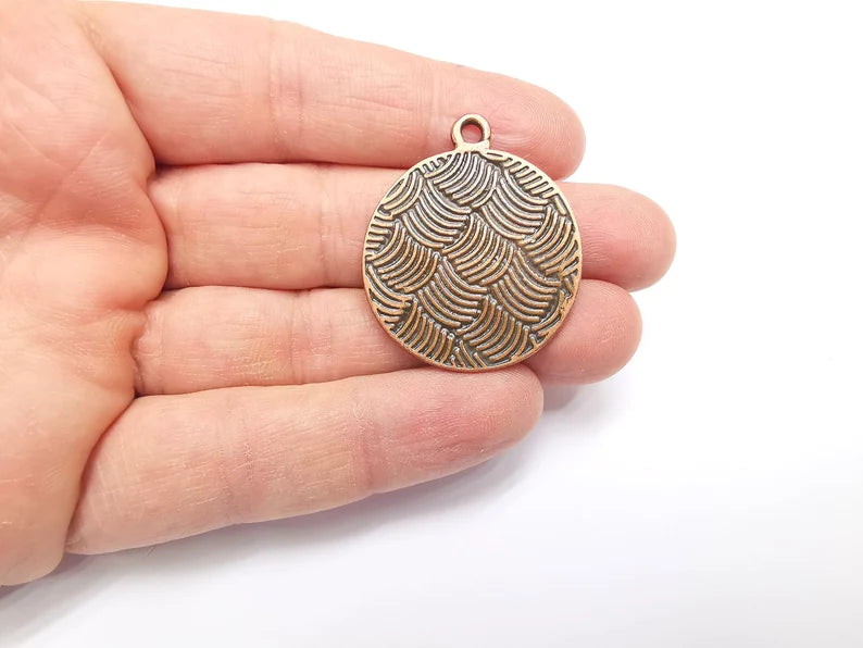 Copper Plated Mandala Charms, Antique Copper Plated Charms (39x33mm) G34783