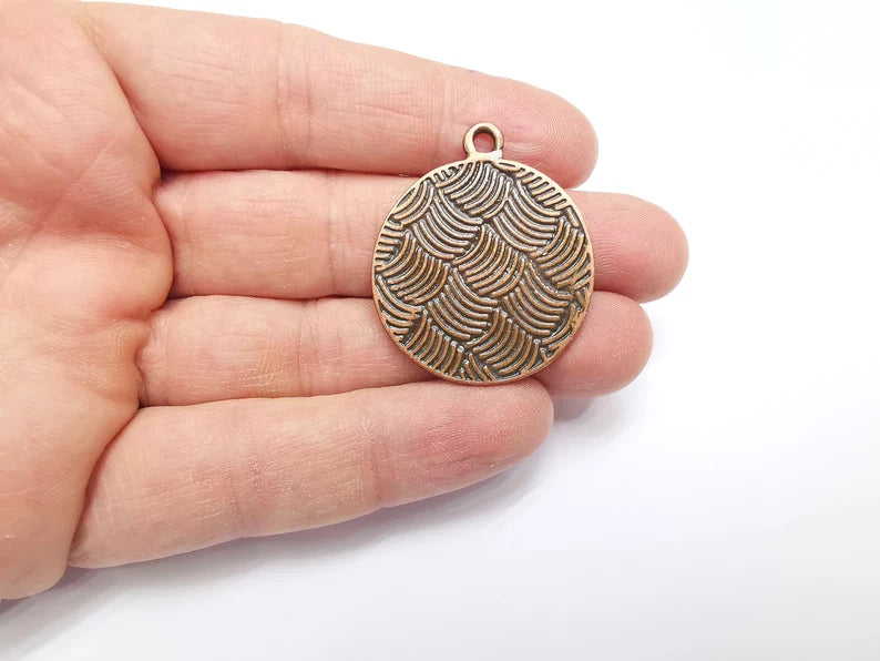 Copper Plated Mandala Charms, Antique Copper Plated Charms (39x33mm) G34783