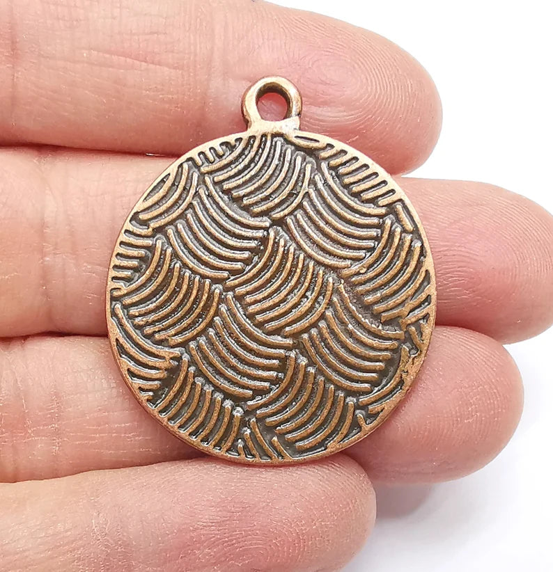Copper Plated Mandala Charms, Antique Copper Plated Charms (39x33mm) G34783