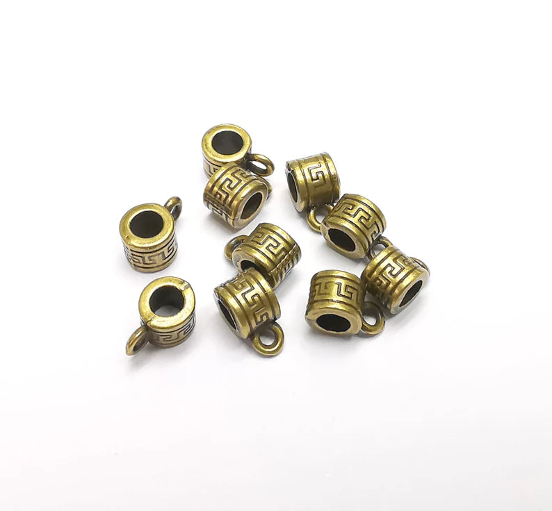 5 Cylinder Bails, Beads Hanger Antique Bronze Plated Findings (9x5mm) G34784