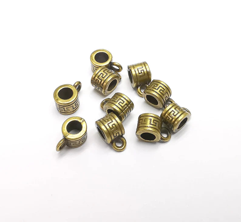 5 Cylinder Bails, Beads Hanger Antique Bronze Plated Findings (9x5mm) G34784