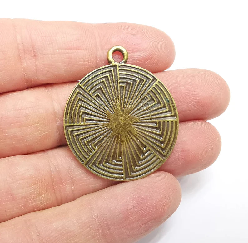 Antique Bronze Round Charms, Antique Bronze Plated (39x33mm) G34785