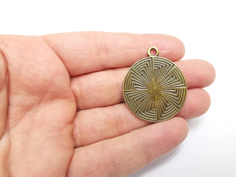 Antique Bronze Round Charms, Antique Bronze Plated (39x33mm) G34785