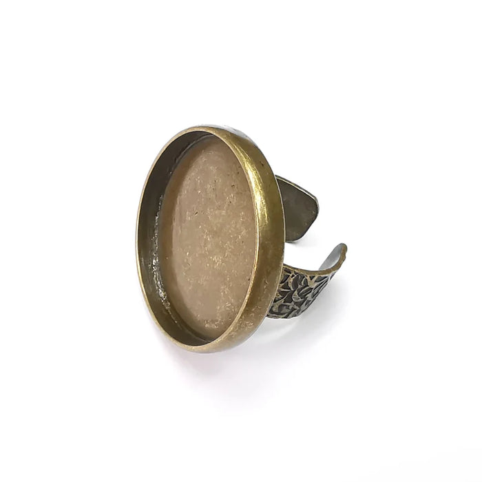 Round Ring, Branch Ring Blank Setting, Cabochon Mounting, Adjustable Resin Base Bezels, Antique Bronze Plated (30mm) G34791