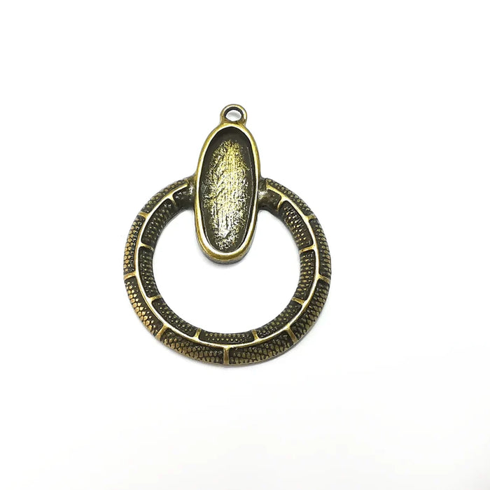 Serpentine Oval Charms Blank Resin Bezel Mounting Cabochon Base Setting Antique Bronze Plated Charms (22x9mm Blank) G34793