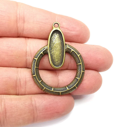 Serpentine Oval Charms Blank Resin Bezel Mounting Cabochon Base Setting Antique Bronze Plated Charms (22x9mm Blank) G34793