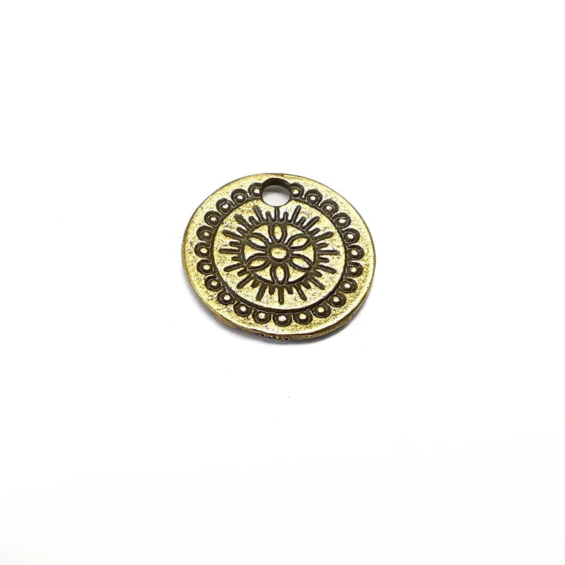 5 Ethnic Charms Antique Bronze Plated (13mm) G34671