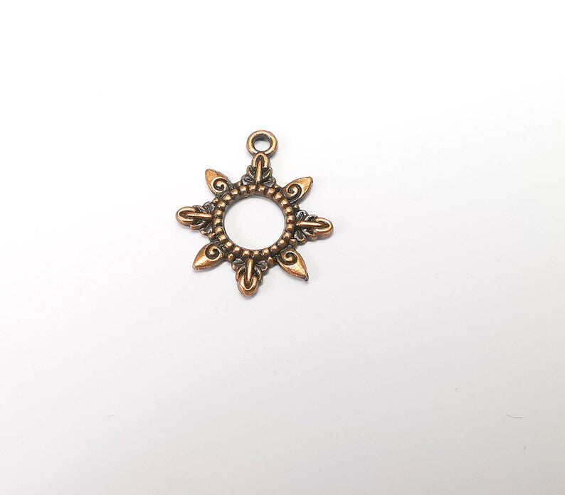 10 Sun Charms, Antique Copper Plated (21x17mm) G34698