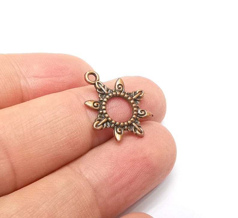 10 Sun Charms, Antique Copper Plated (21x17mm) G34698