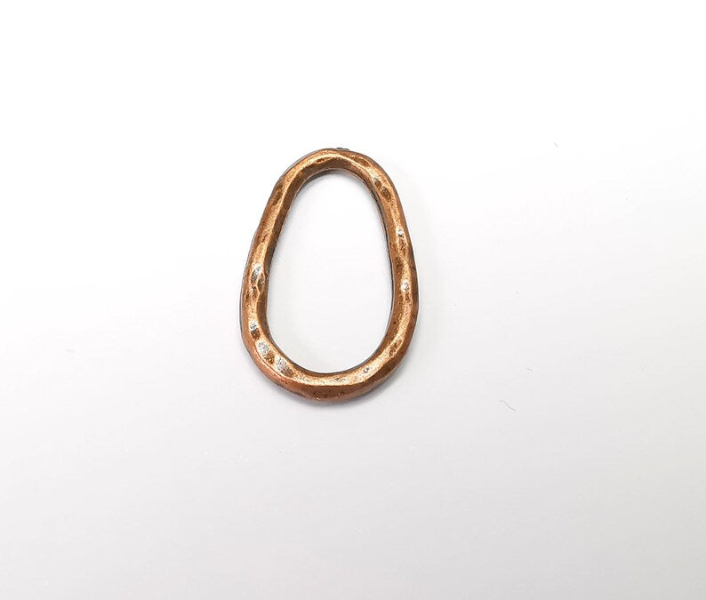 5 Oval Hammered Charms Antique Copper Plated Findings (28x17mm) G34677