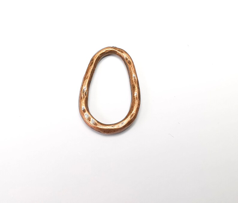 5 Oval Hammered Charms Antique Copper Plated Findings (28x17mm) G34677