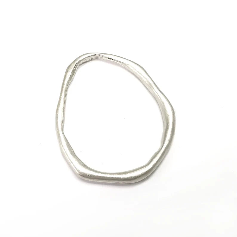 Oval Hoop Jewelry Connector Findings Antique Silver Plated Charms (60x48mm) G34797