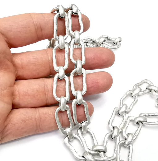 Antique Silver Cable Chain (13 mm) Antique Silver Plated Cable Chain G24585