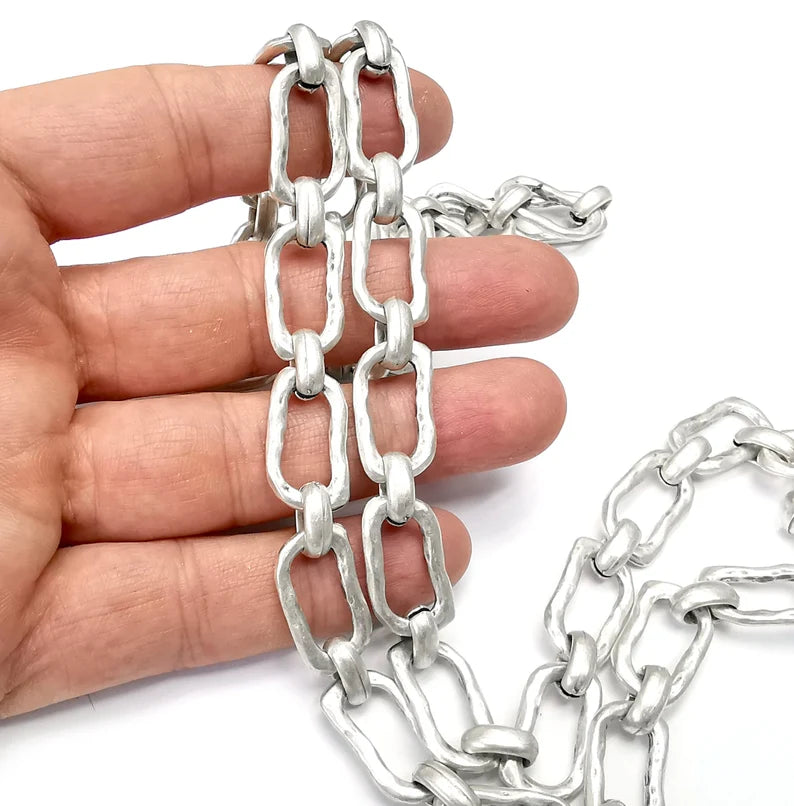 Antique Silver Cable Chain (13 mm) Antique Silver Plated Cable Chain G34801