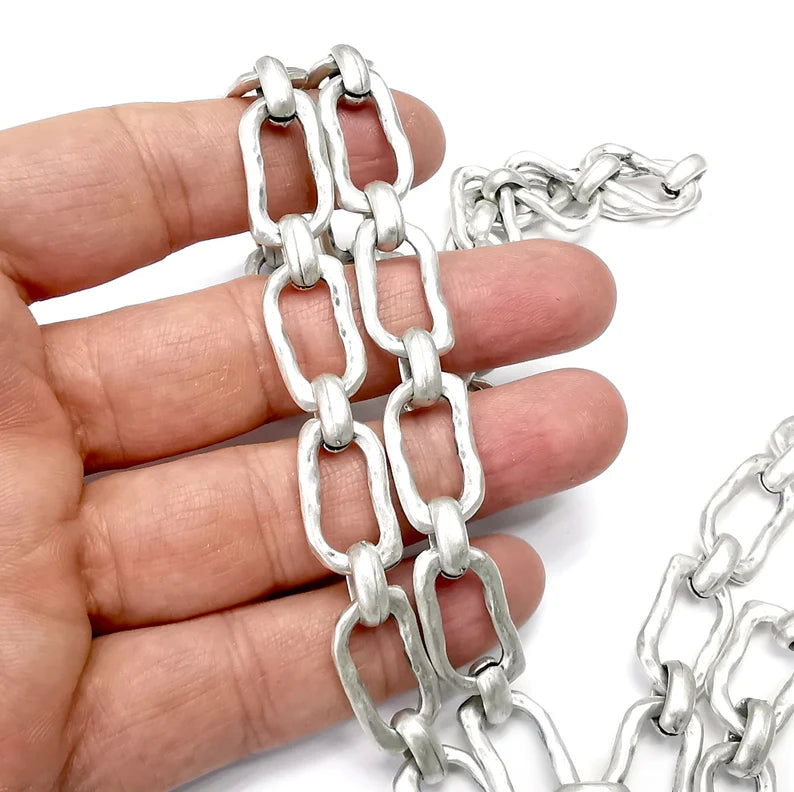Antique Silver Cable Chain (13 mm) Antique Silver Plated Cable Chain G24585