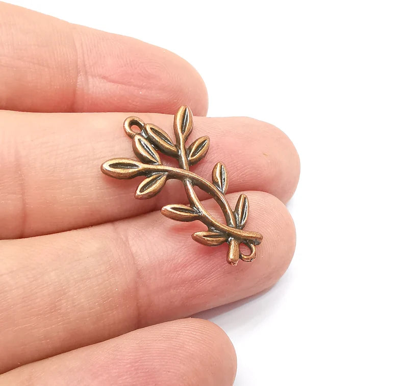 5 Leaf Charms, Antique Copper Plated Charms (27x18mm) G34684