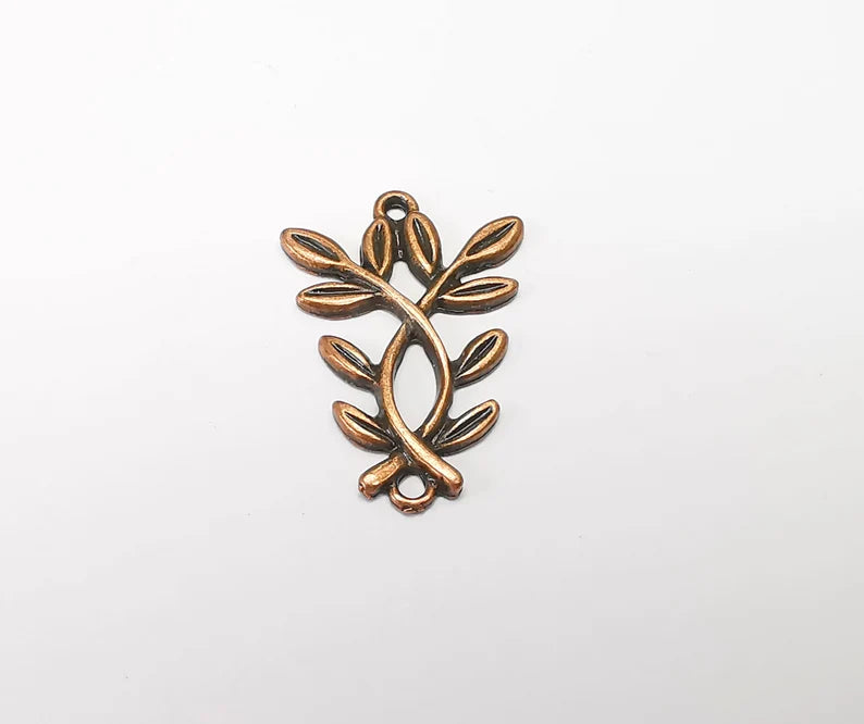 5 Leaf Charms, Antique Copper Plated Charms (27x18mm) G34684