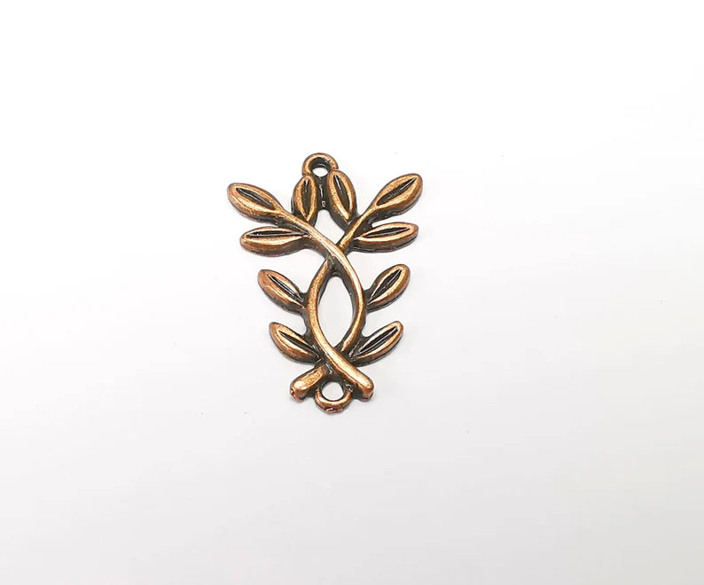 5 Leaf Charms, Antique Copper Plated Charms (27x18mm) G34684
