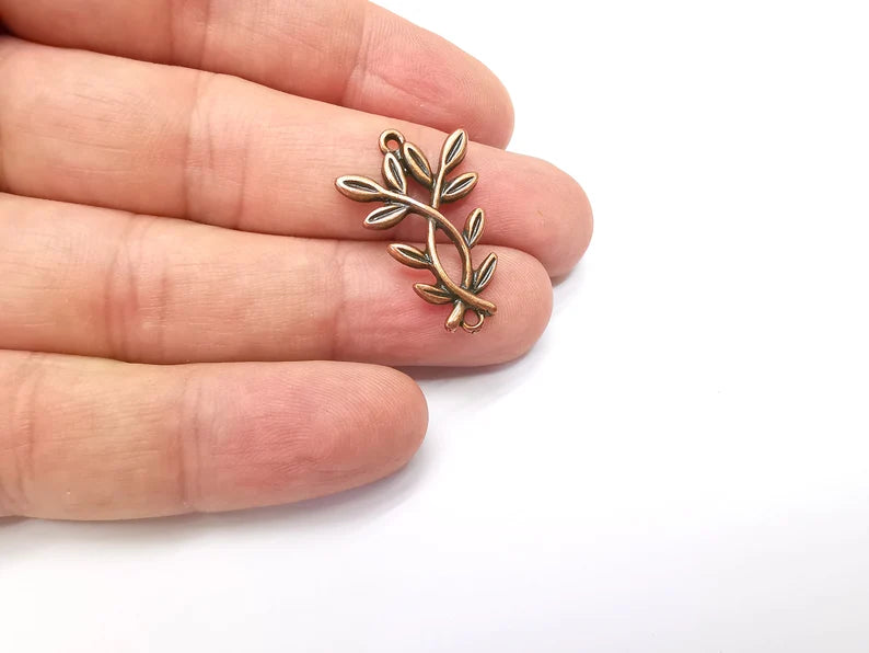 5 Leaf Charms, Antique Copper Plated Charms (27x18mm) G34684